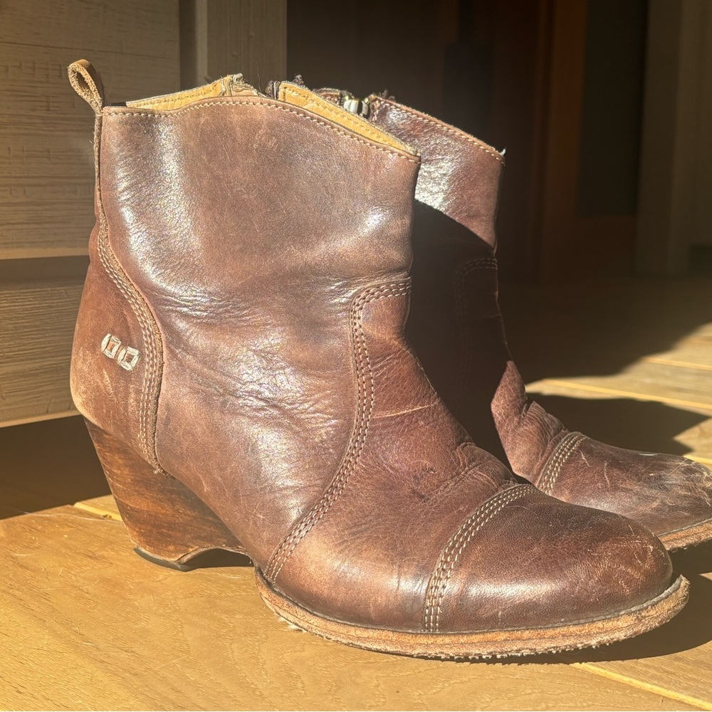 Bed Stu Gentry Teak Rich Brown Leather Ankle Boots